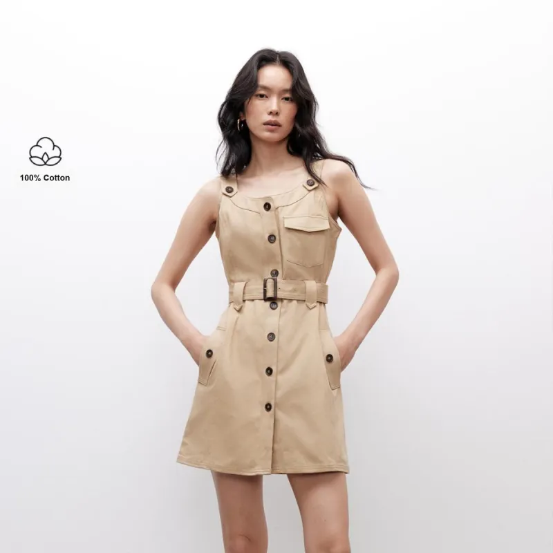 ONLY Sleeveless Dress Women's Gold Sand-2