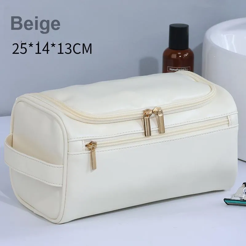 QEEDNS Cross Border Portable Large Capacity Waterproof Travel PU Leather Makeup Bags Multifunction Storage-5