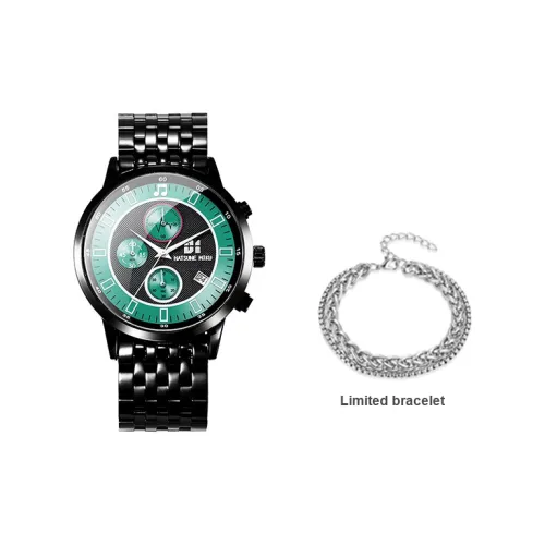 ingyunshi Hatsune Miku Коллаборация Six Needle Кварцевый механизм Нержавеющая сталь Ремешок Часы Унисекс Черный циферблат