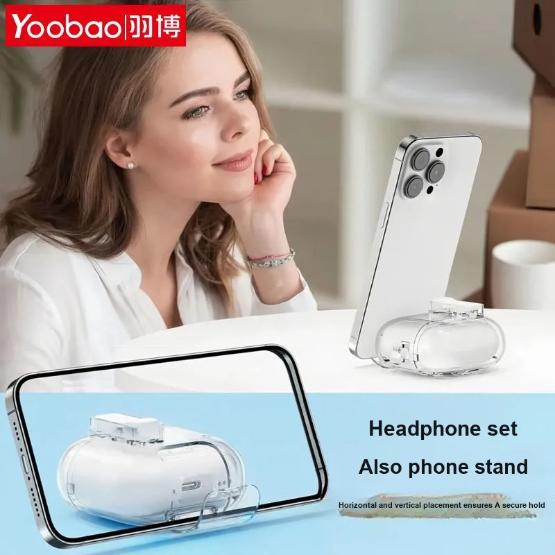 Yoobao Compatibility AirPods4 TPU Transparent Lock With Instant Stands Impact Resistant Headphone Set-3