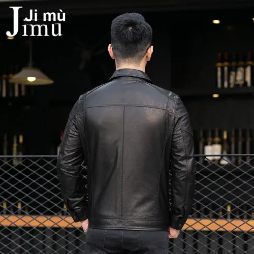 JIMU Leather Jacket Men's Black