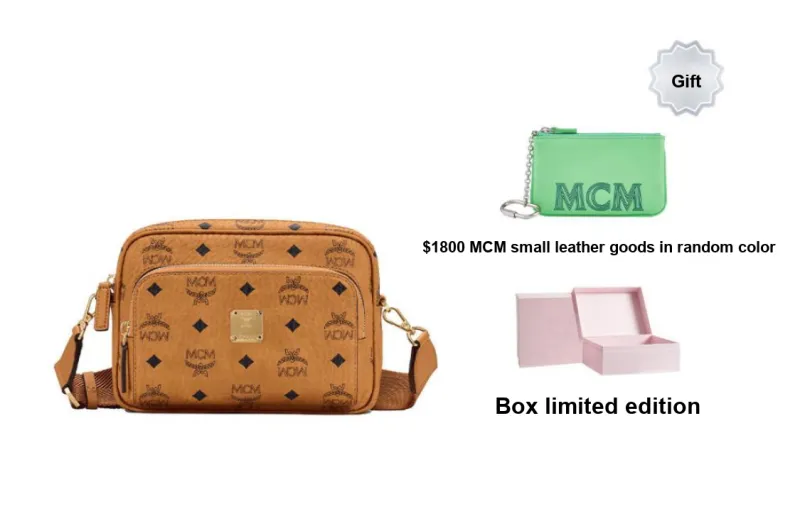 MCM コニャック small medium MCM Aren Small Canvas Crossbody Bag Cognac - POIZON