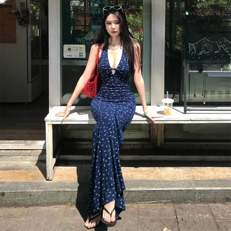 FLIM Sleeveless Dresses Women's Navy Blue-2