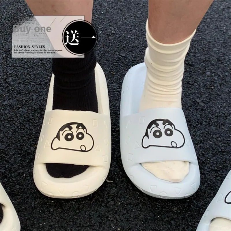SHIGUDE x Crayon Shinchan Sandal Slippers Unisex, Milk White-2