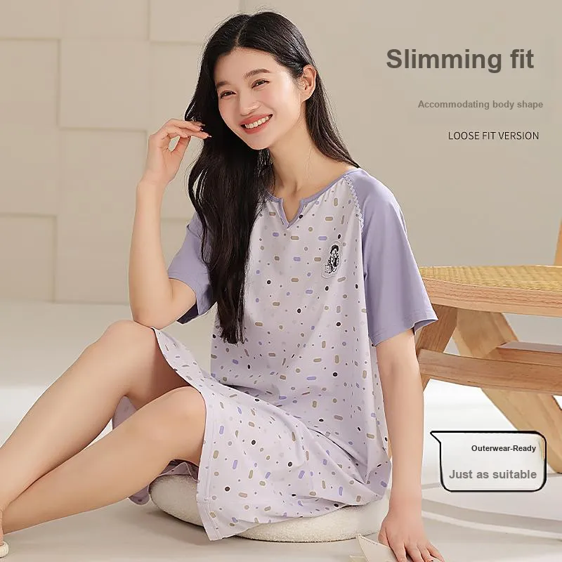 XIAFENYAN Nightgown Women's Purple-3