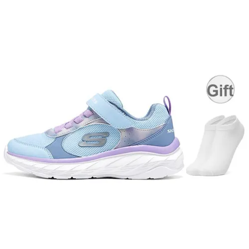 Skechers Kids Противоскользящие Устойчивые к износу Легкие С амортизацией Низкий топ Беговые кроссовки Светло-синие Детские