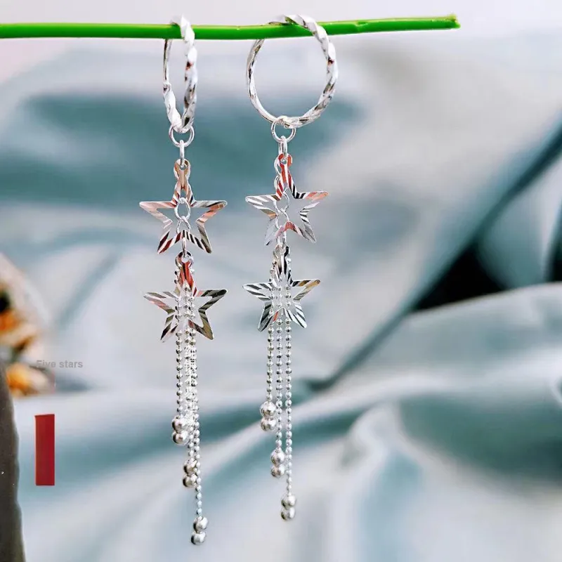 Stone Edge Poly Foot Silver 990 Sterling Silver Hoop Earrings Women's-1
