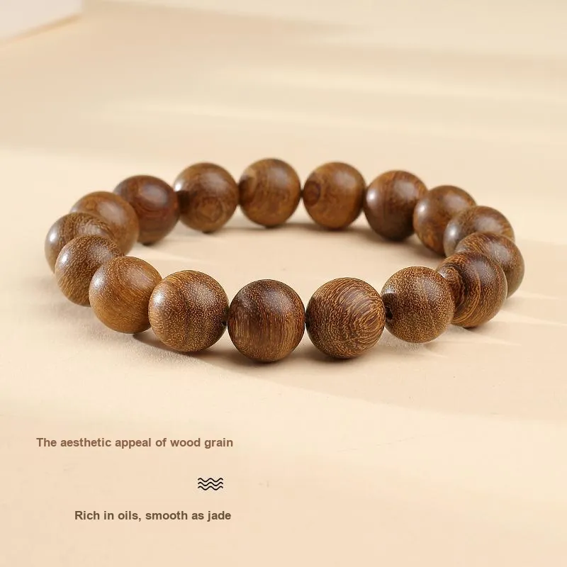 MUSHENGYUAN Golden Sandalwood Beaded Bracelet Unisex-6