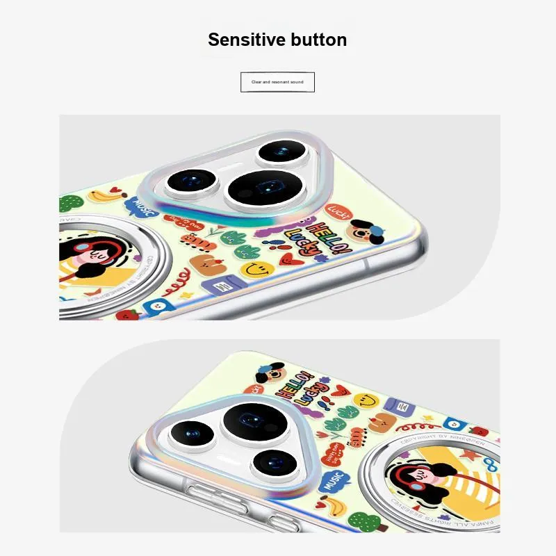 Marsfield Acrylic Material Rotating Magnetic Stand Case Free Melody Phone Cases Compatibility Huawei P70/P70 Pro-5