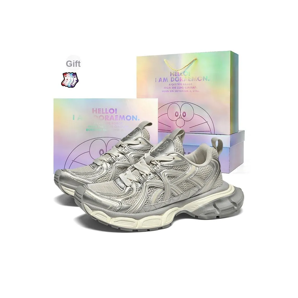 DoraemonA Низкий топ толстая подошва кроссовки унисекс