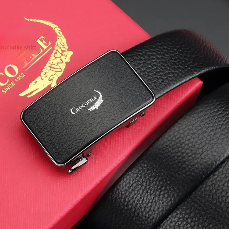 Crocodile Fashion Pants Automatic Buckle Belt Top Grain Cow Leather Leather Belts Men's Width 3.5CM-5