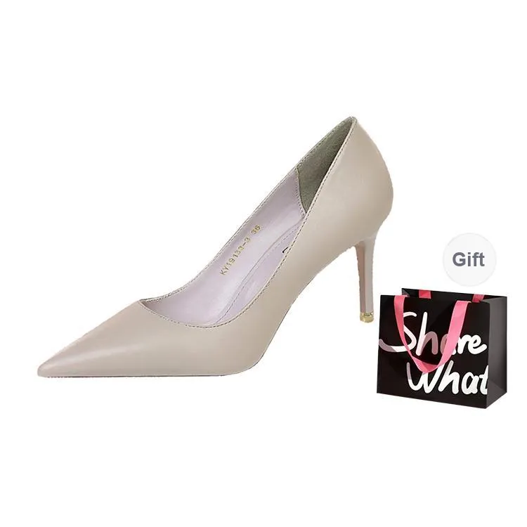 BIGTREE High Heels Women's Black/White/Pink/Gray-11