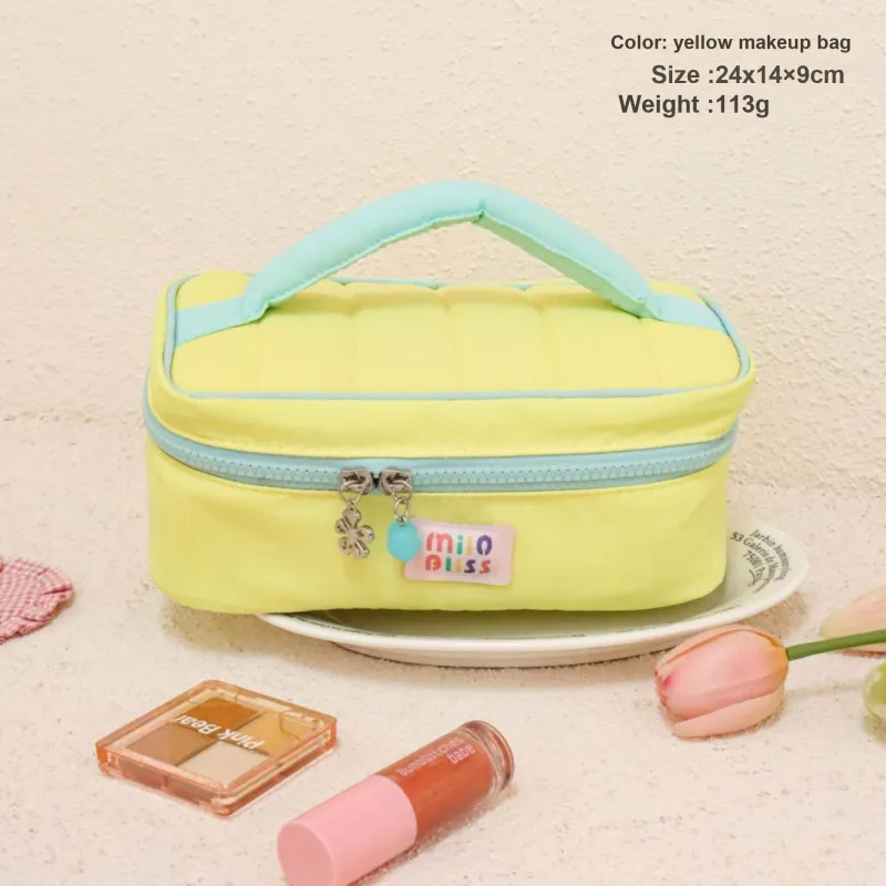 Gentle Welcome Refreshing Macaron Large Capacity Travel Portable Color Block Makeup Bags-1