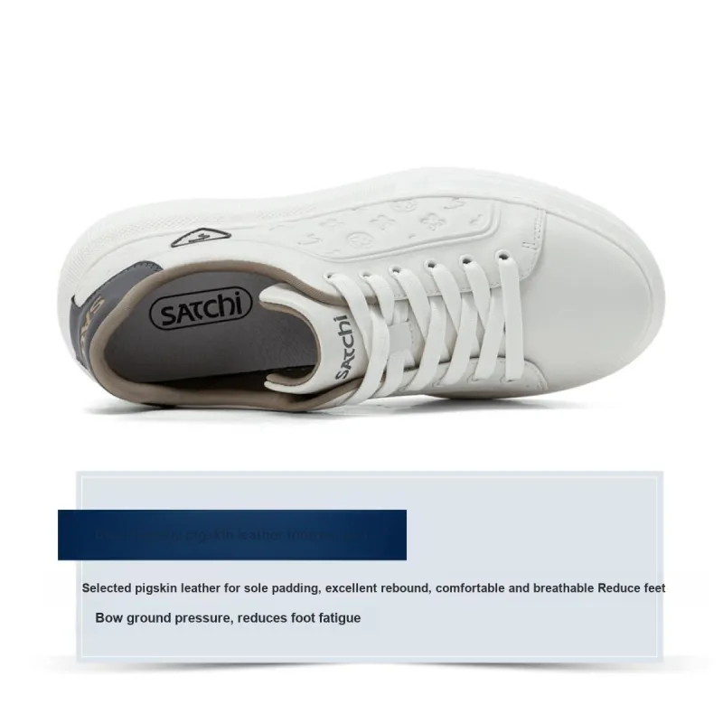 Satchi Low Top Skateboard Shoes Men's White Gray-6