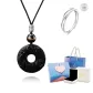 Obsidian Black-Chinese Auspicious Animal Peaceful Buckle Necklace[Civokivo Sparkling Starry Sky]