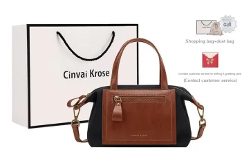 Simvay Clos Fabric With Synthetic Leather Handbags Shoulder Bag Crossbody Bag Small Size Women's Khaki/Black