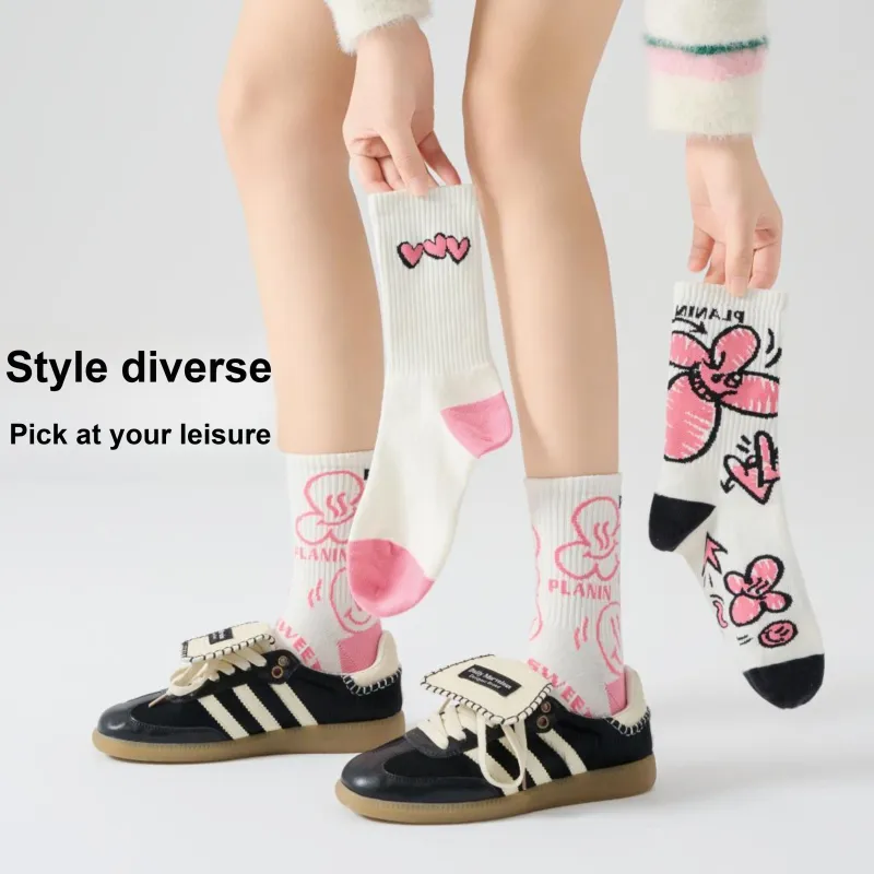 PLAN IN Crew Socks For Fall And Winter Unisex Box 5 Pack-3