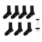 Crew Socks[7 Pack Gift Box Set]Combed Cotton[Black ×7]