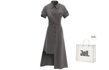 JOLLIGHT Short Sleeved Dress Women's Gray