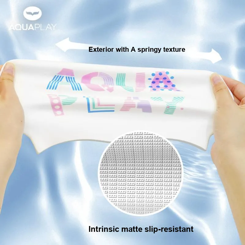 AQUAPLAY Swimming Caps Silicone Swim Unisex Ivory White-1