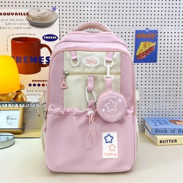 URBAN FOREST Nylon Backpack Unisex Purple/Yellow/Blue/Pink/Black-13