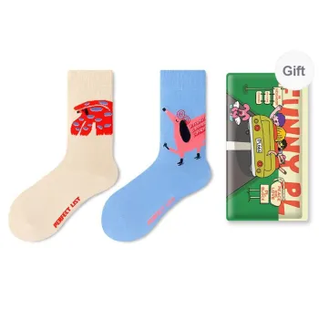 PL Mid Calf Socks Unisex Shopping Bag 2 Pack Mixed Color