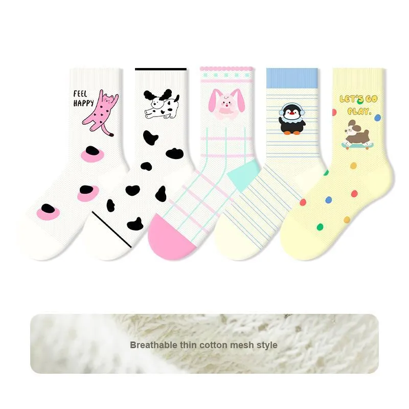 COTTON CHEESE Mid Calf Socks Unisex 5 Pack-4