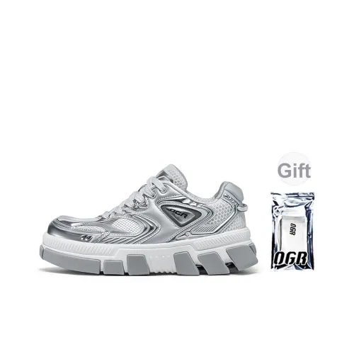 OGR Scratch Mark Серебряный Дышащий Увеличение Низкий Топ Скейтборд Кроссовки Унисекс Белый Серебряный