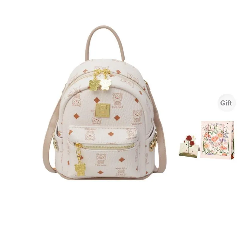 Gerlanx PU Backpack Unisex Brown/Beige/Pink-6