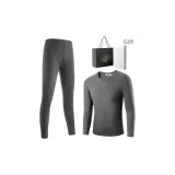 Long-Sleeved Top+Pants Clothing Set (Dark Heather Gray) Thickened and Fleece-Lined/Thermal Fleece/Classic Crew Neck