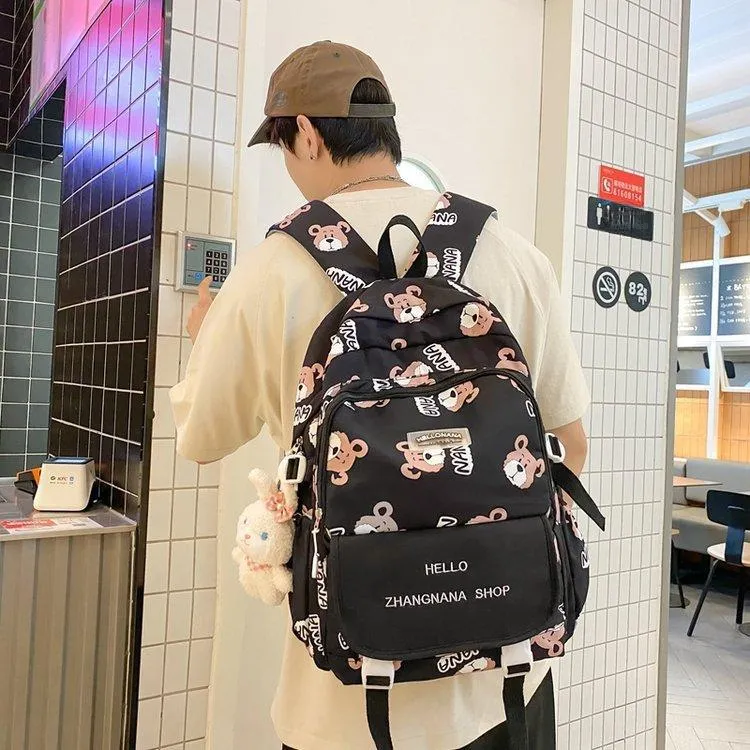 NX DOUGHNUT Nylon Backpack Regular Women's Black Ecru Blue White & Black Coffee-3