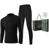 Men's Mock Neck Set (Black) 100% cotton Skin-Friendly/3A Antibacterial