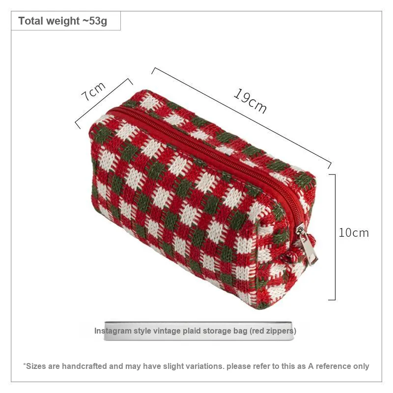 Gentle Welcome Color Block Portable Knitted Fabric Polyester Storage Bag Toiletry Bag Handbag Travel Makeup Bags-6