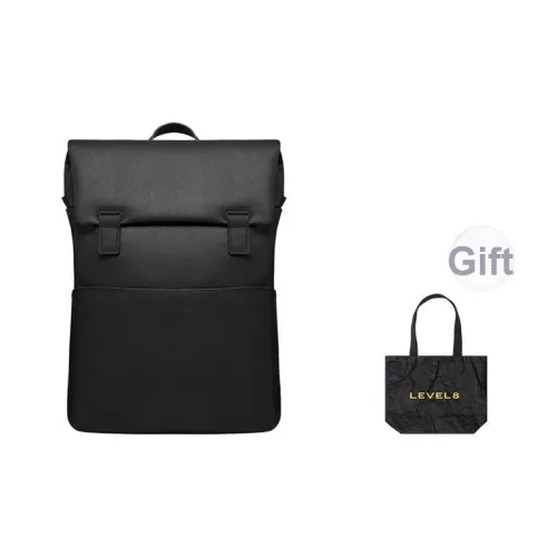 LEVEL8 ПУ (полиуретан) Рюкзак Средний Унисекс Черный
