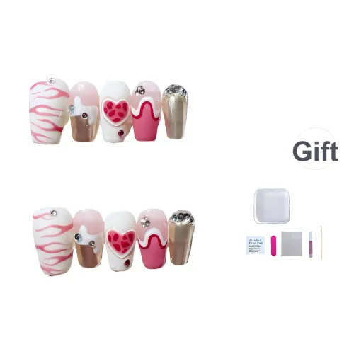 JIDUOMENG Ручная работа Искусственный Ногтевой Арт Пламя Горячая девушка Жидкость Зеркало-призрак Сердце Короткий ЛАДЬЯ