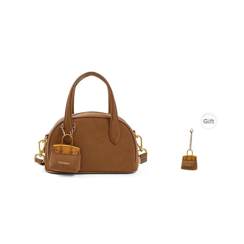 Teenmix Cow Leather Handbag, Crossbody Bag, Shoulder Bag, Bowling Bag Women's Brown/Coffee/Black-0