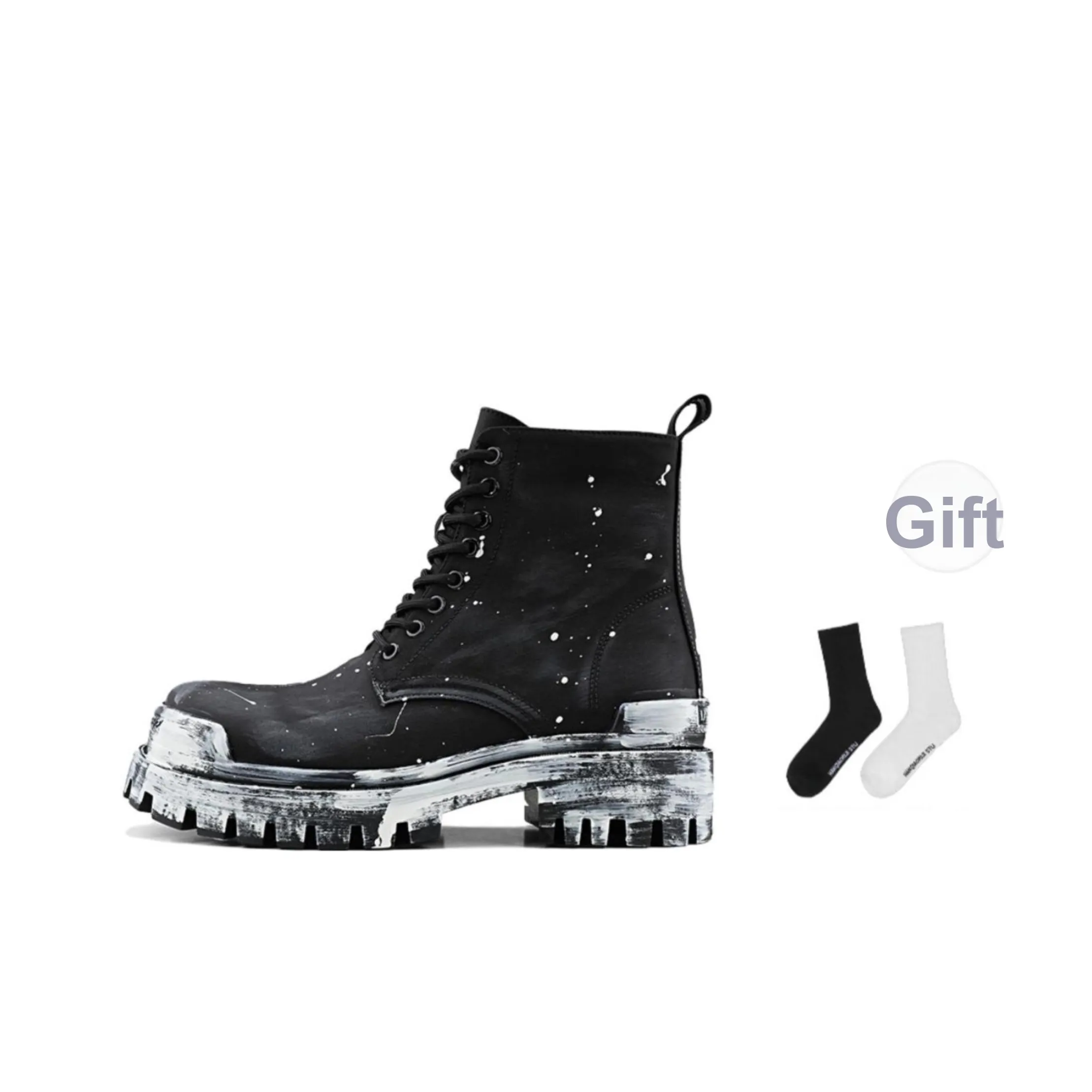 HANQIAORIJI Heavy industry series Короткий Мартин Boot 5cm Мужской Черный