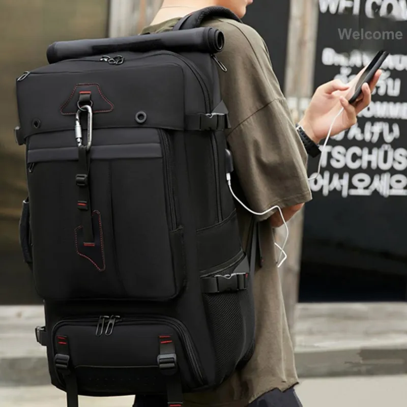 TGURU Oxford Travel Bag Luggage Bag Travel Bag One Shoulder Handbag Crossbody Bag Backpack Large Size Men's Black-4