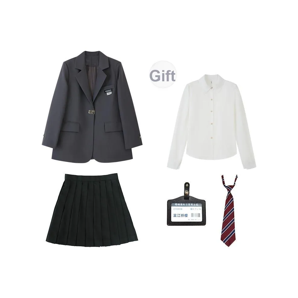 YuChaJia Uniforms Women's Set Gray Business Suit+Skirt