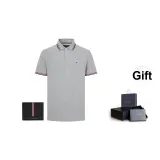 Dusty Gray Polo Shirt+Black Wallet