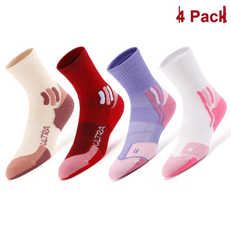 MUSCLESWING Mid-Calf Socks Women's 4 Pack Purple-2