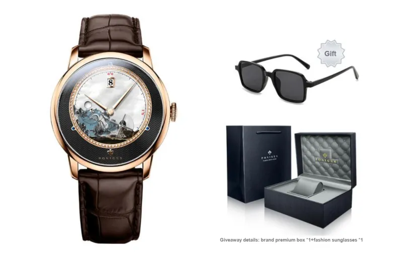 PONIGER Automatic Mechanical Movement Watch Men's Watches White Dial P7.23 A-21