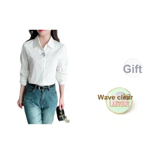 LANGQING Белый С подарками Wangqing Бренд Наклеенный Женские Рубашки