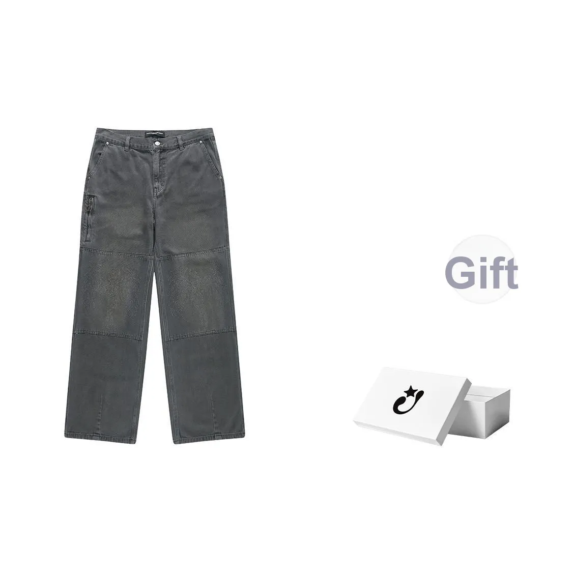 CEEC LA Двойной Колено Карго Брюки Унисекс Темно-Серый