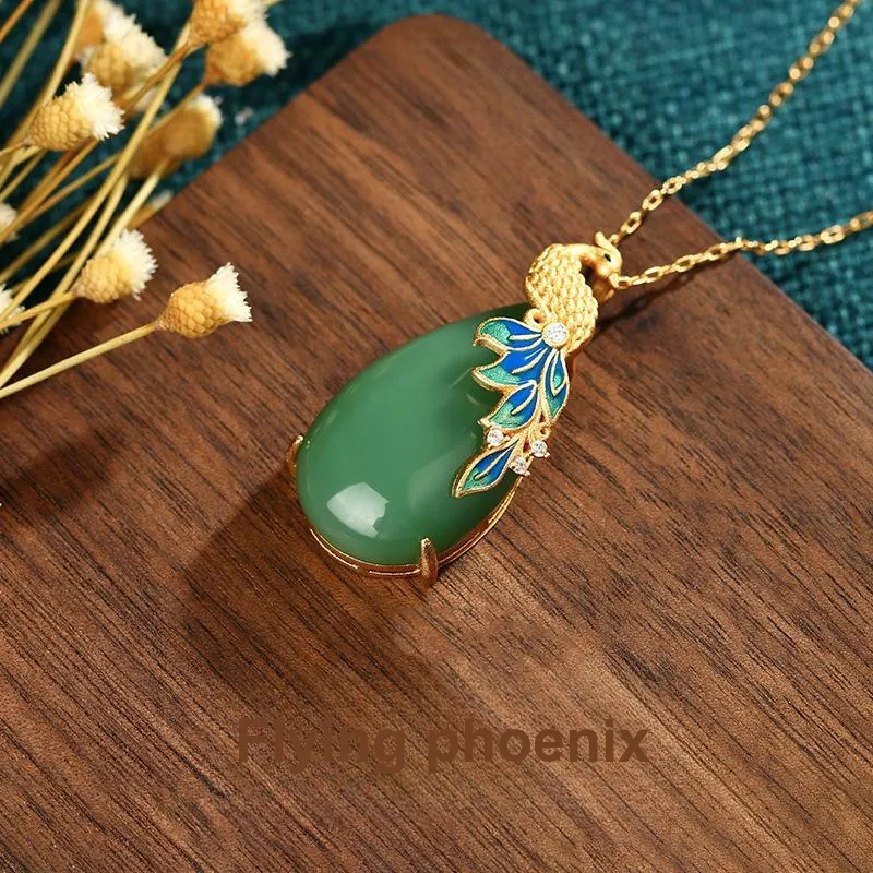 Strange Snow Colored Glaze Jade Necklaces Unisex-1