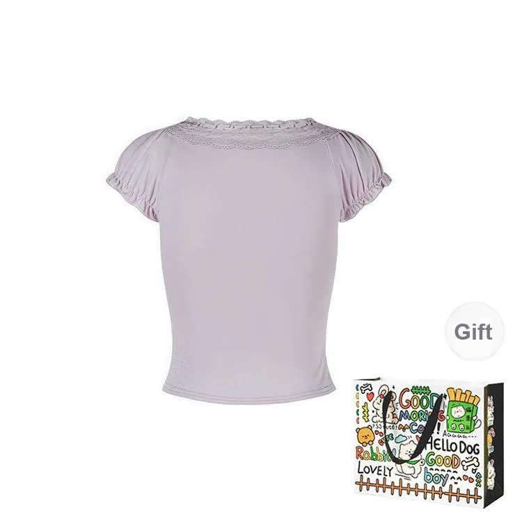 OURUOKE Lantern Sleeve T Shirt Women's-1