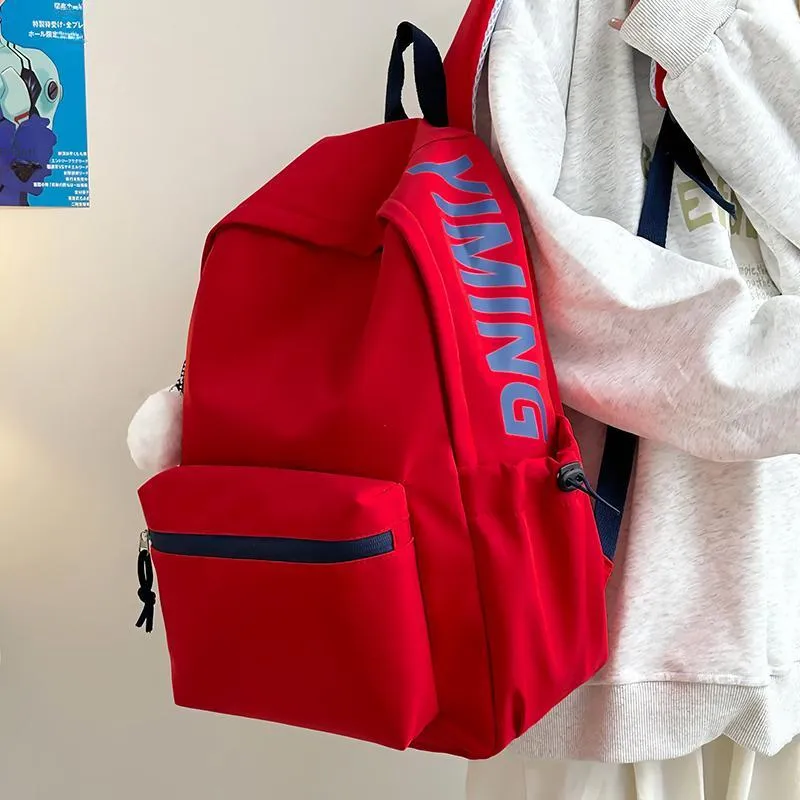 WICKBUEN Nylon Backpack Regular Unisex White/Black/Yellow/Red-9