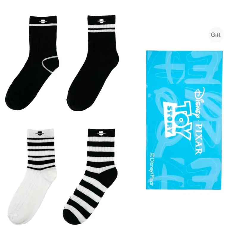 Disney Mid Calf Socks Unisex Shopping Bag 4 Pack-26