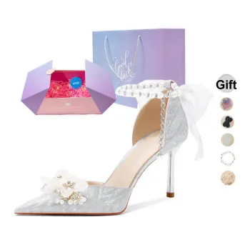NTOZE Slim Heel High Heels Women's Silver Gift Box Set