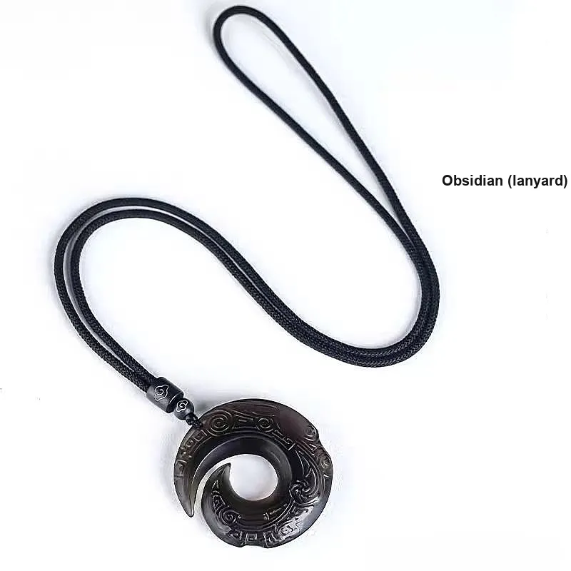Lingxiang Yurun Obsidian Necklaces Unisex-11